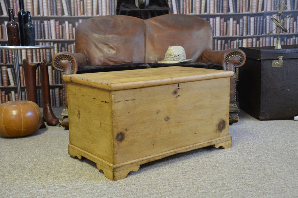 Antique Pine Chest on Carved legs