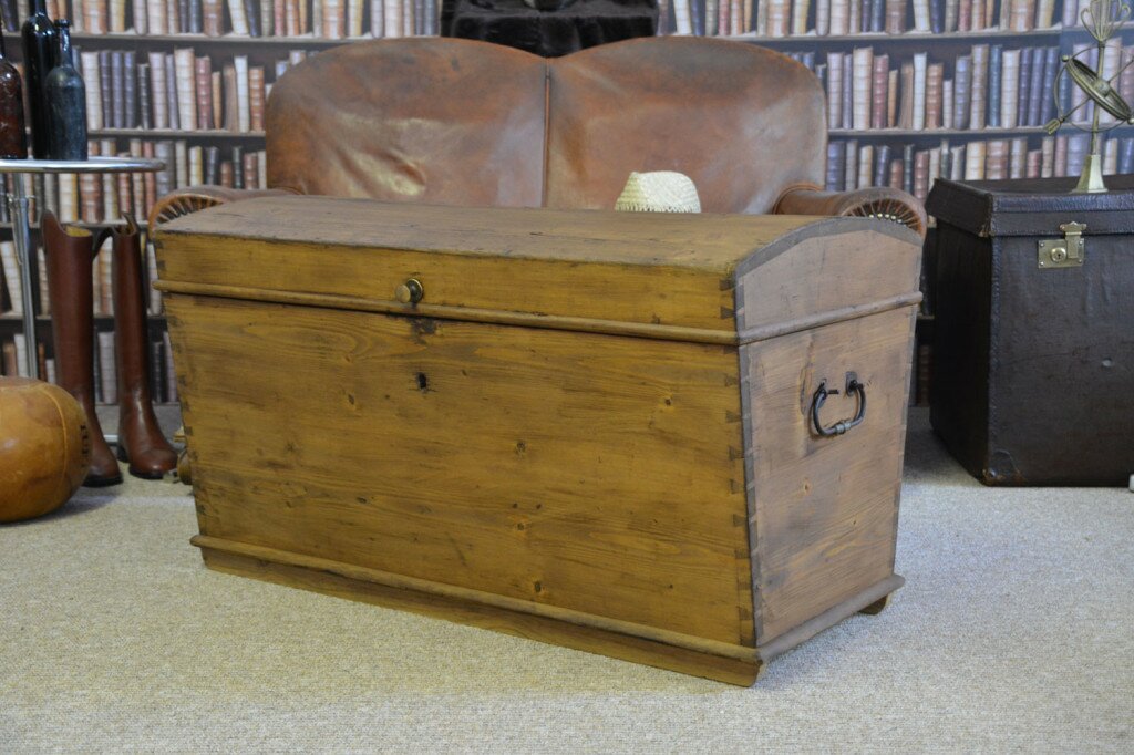 Antique Large Pine Dome Top Chest - Circa 1850