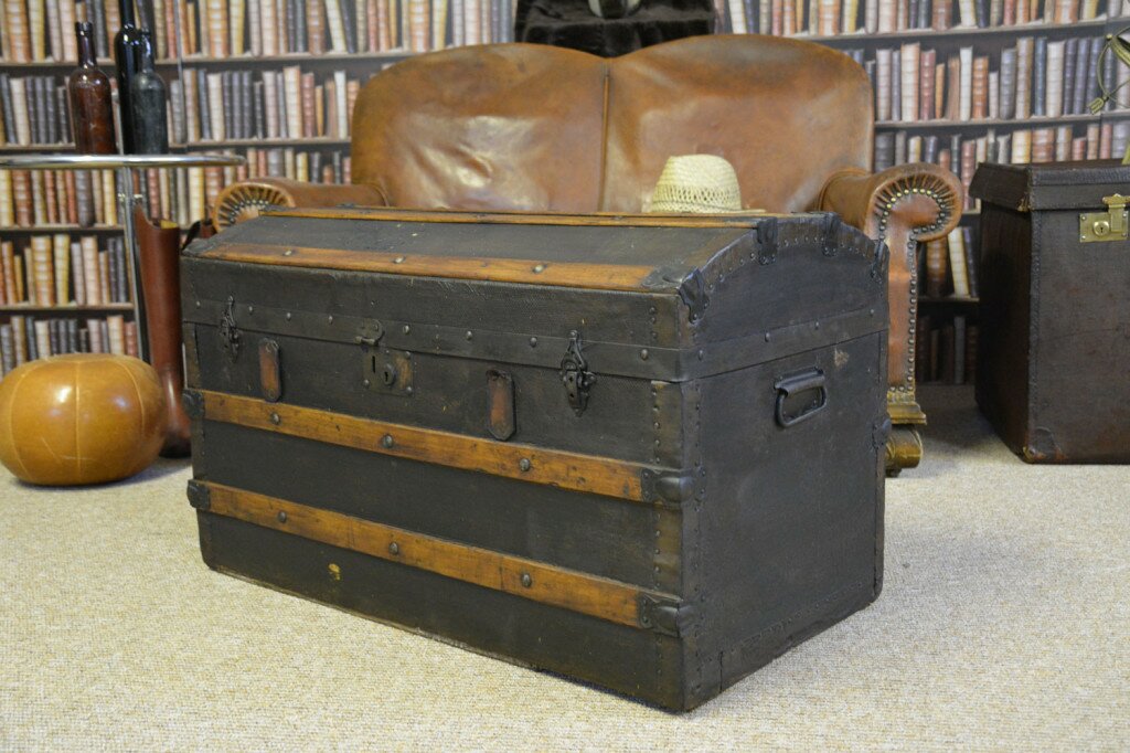 Large Antique Pine Dome Top Trunk