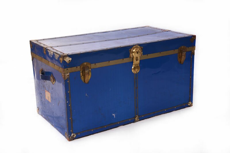 Antique Metal Royal Blue Trunk