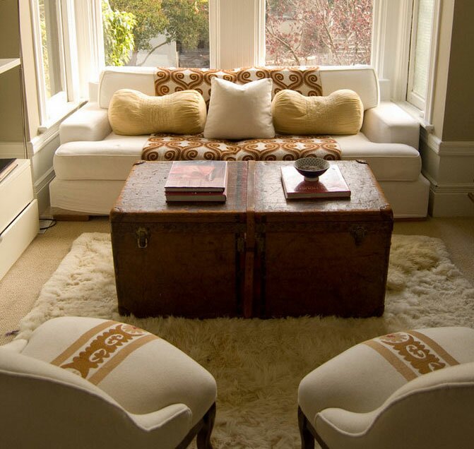 Trunk used as coffee table